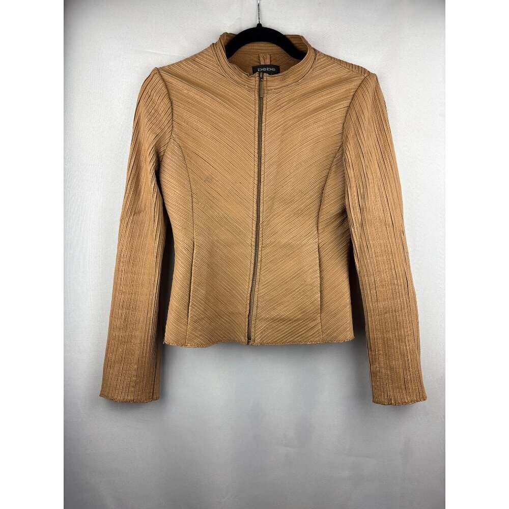 Bebe Womens Tan Leather Jacket Size S